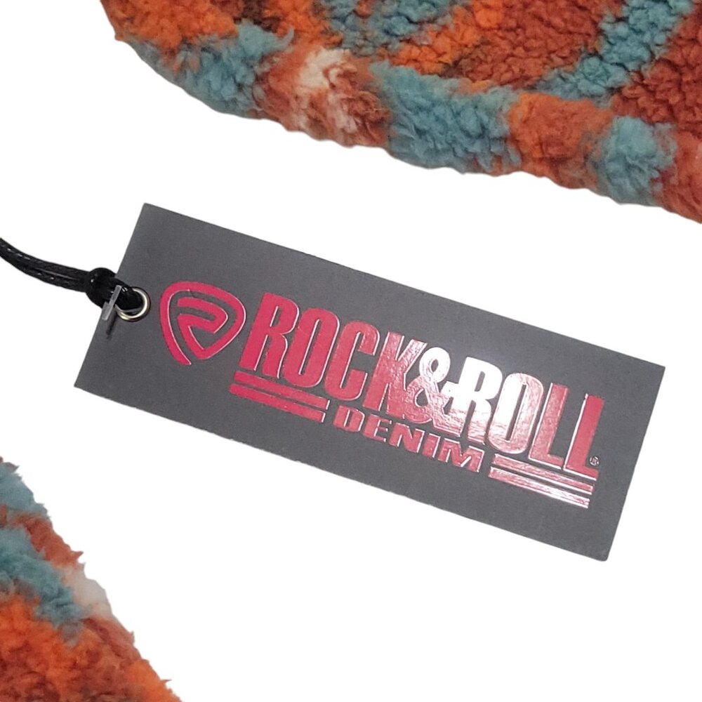 Rock & Roll Denim Burnt OrangeTeal Printed Sherpa Pullover Kids S Zip Aztec - Picture 8 of 14